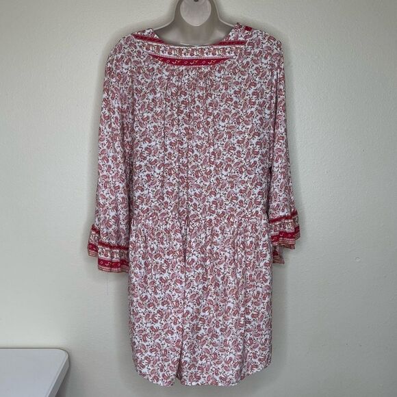 Cynthia Rowley Woman Paisley Floral Boho Bell Sleeve Popover Tunic Plus Size 1X - Picture 5 of 12